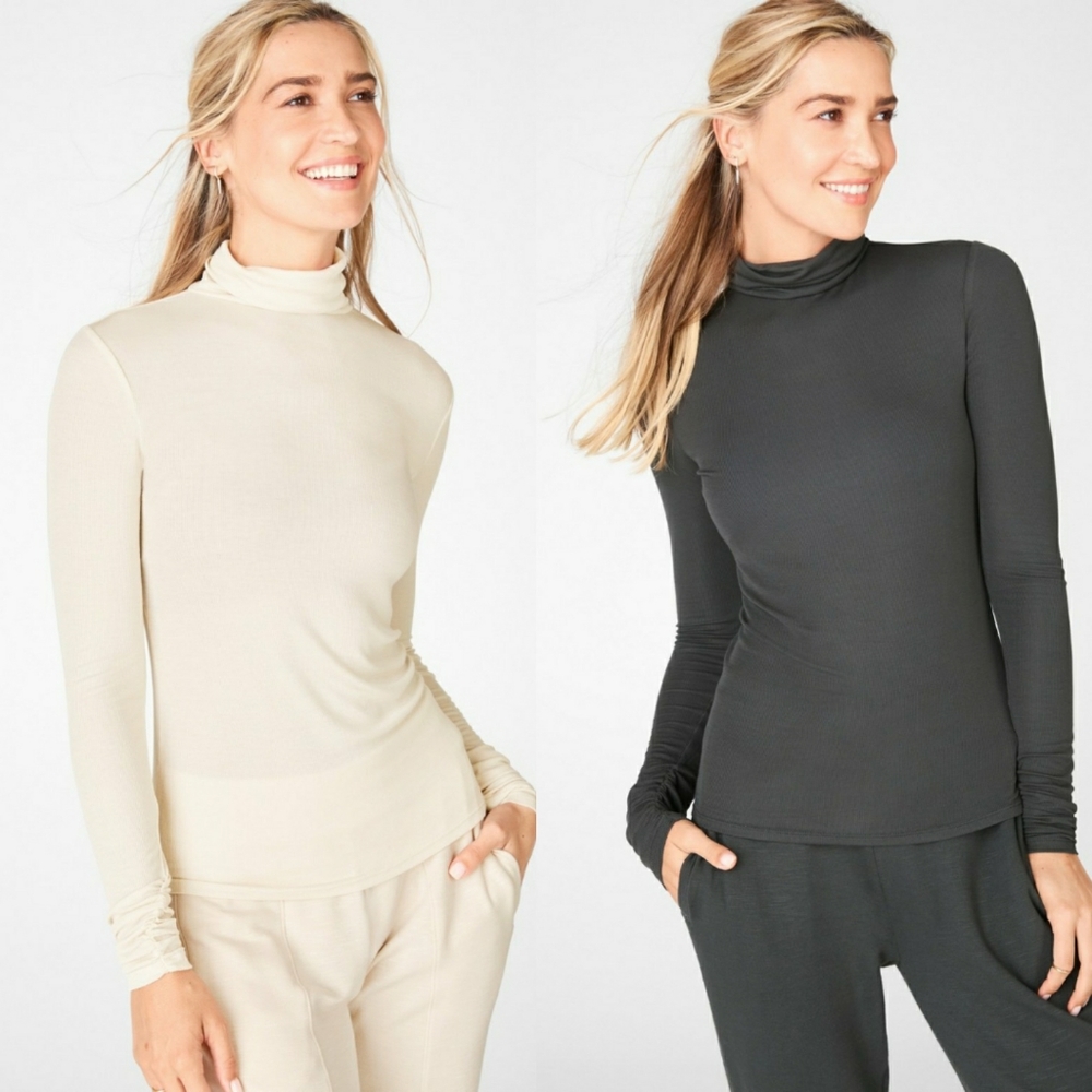 SET White/Grey Turtleneck Tops